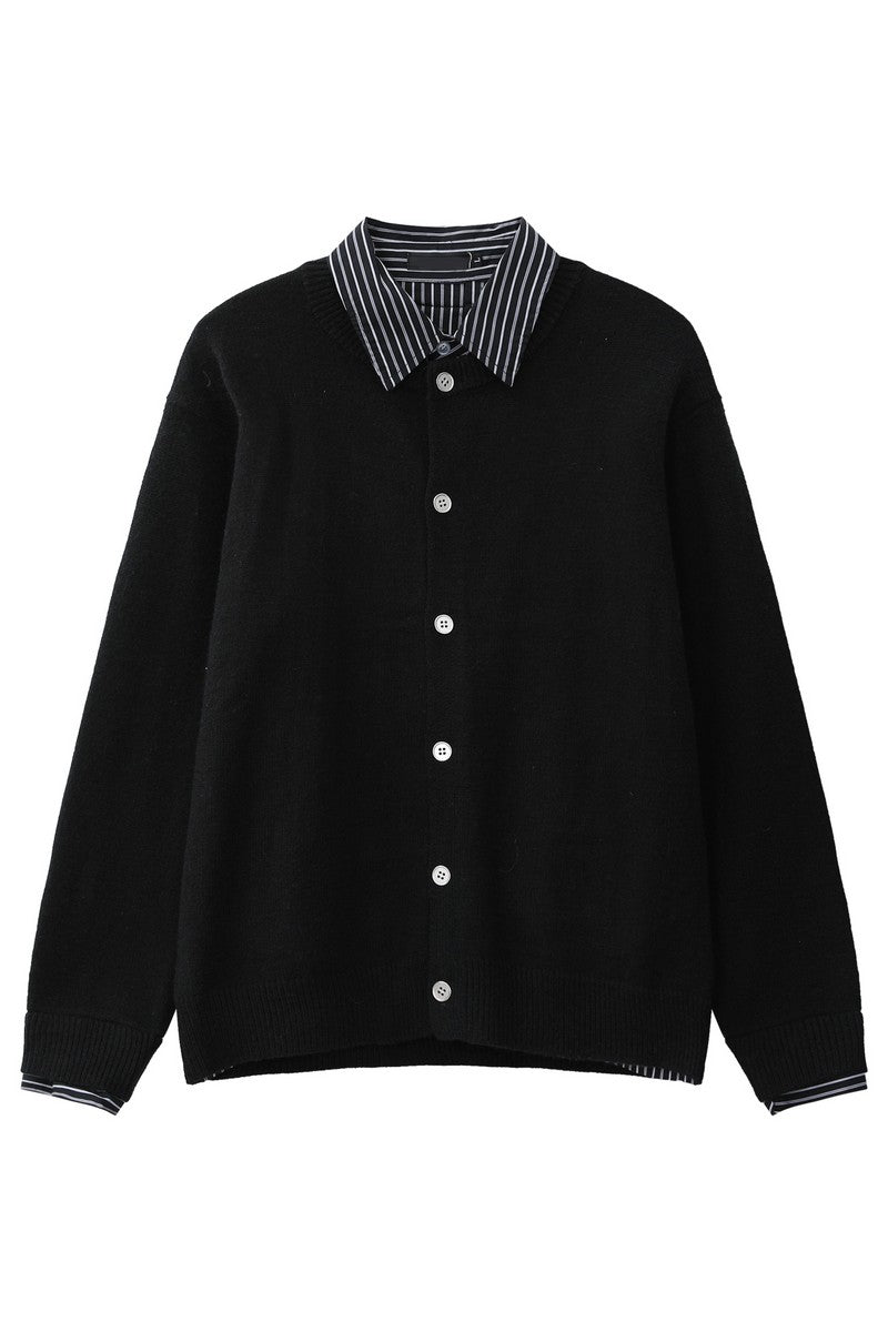 Striped Layered Look Knit Cardigan