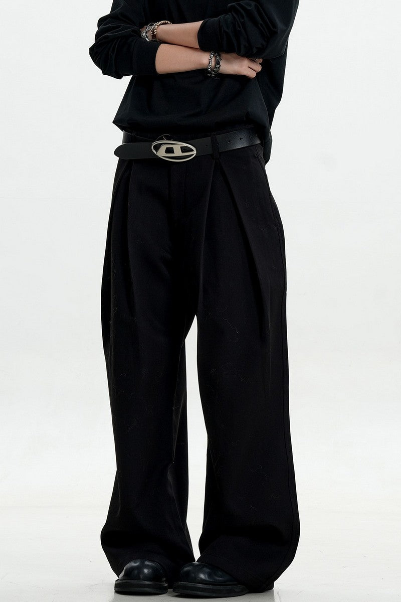 Pleated Draped Wide Trousers