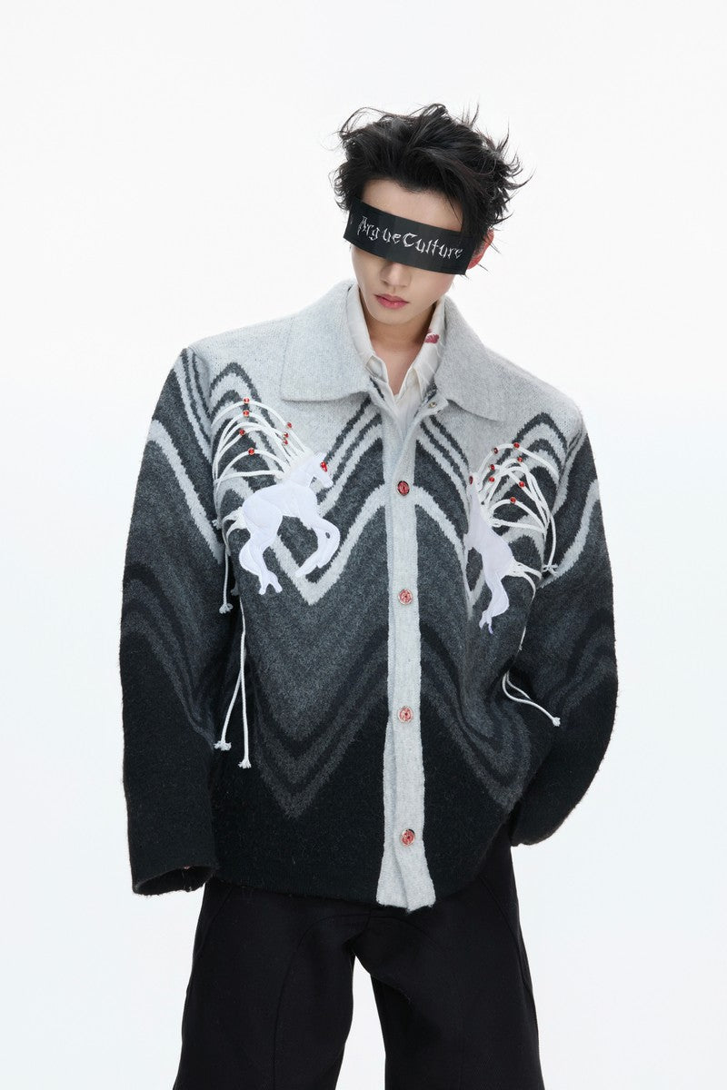 Gradient Knit Polo Cardigan