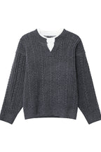 Layered Look Cable Knit Sweater