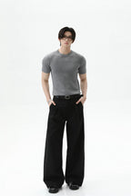 Cable Rib Knit Wool Tee
