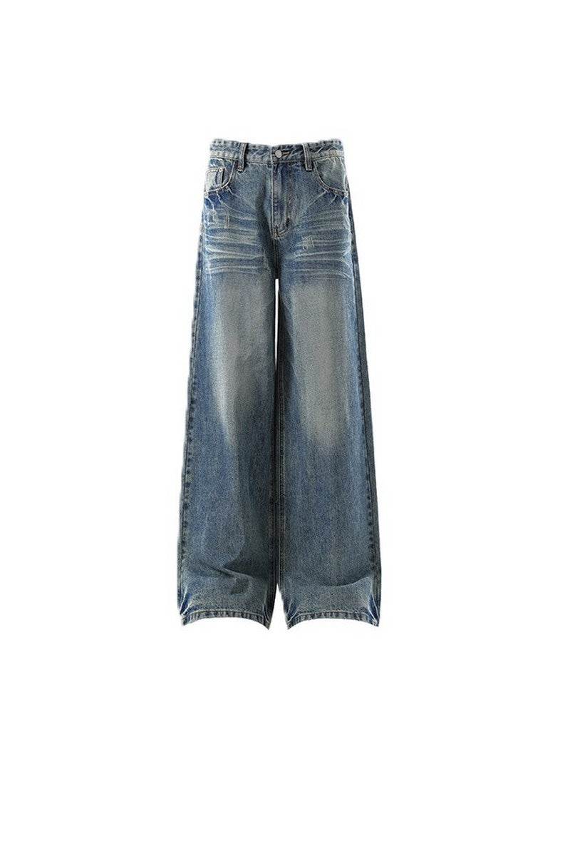 Dark Blue Whiskered Jeans