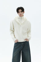 Heavyweight Layered Look Hooded Sweater