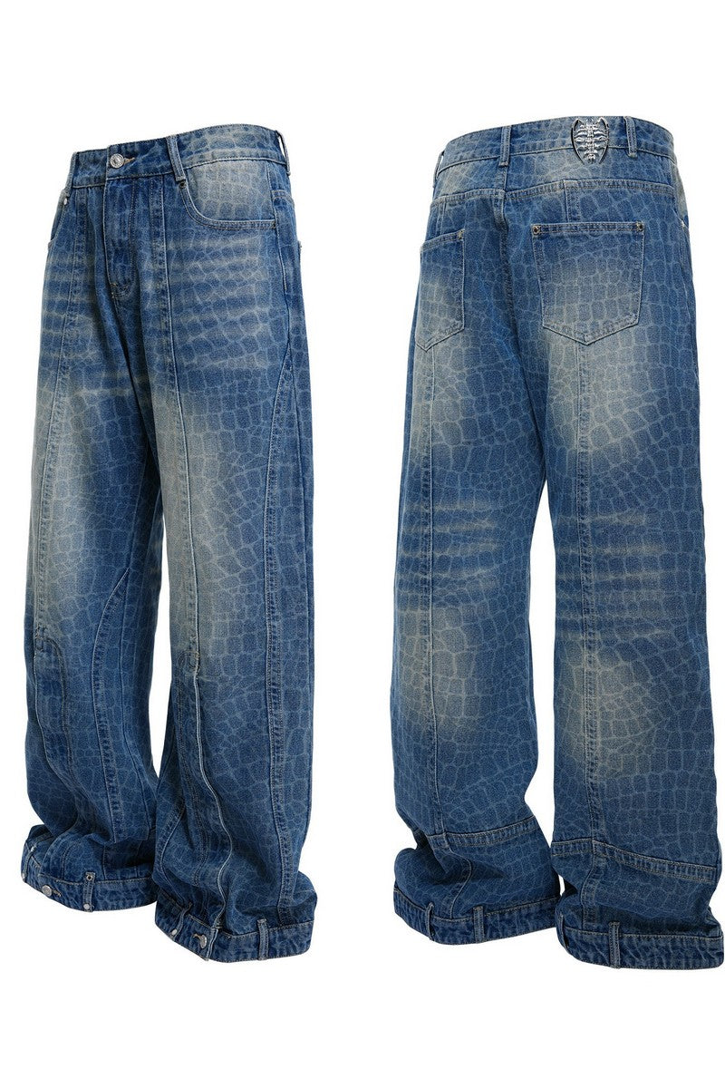 Cracked Wash Split Jeans