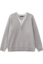 Layered Look Wool V Neck Sweater