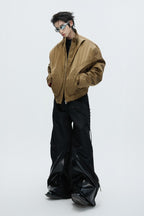 Deconstructed Wide Leg Wool Pants