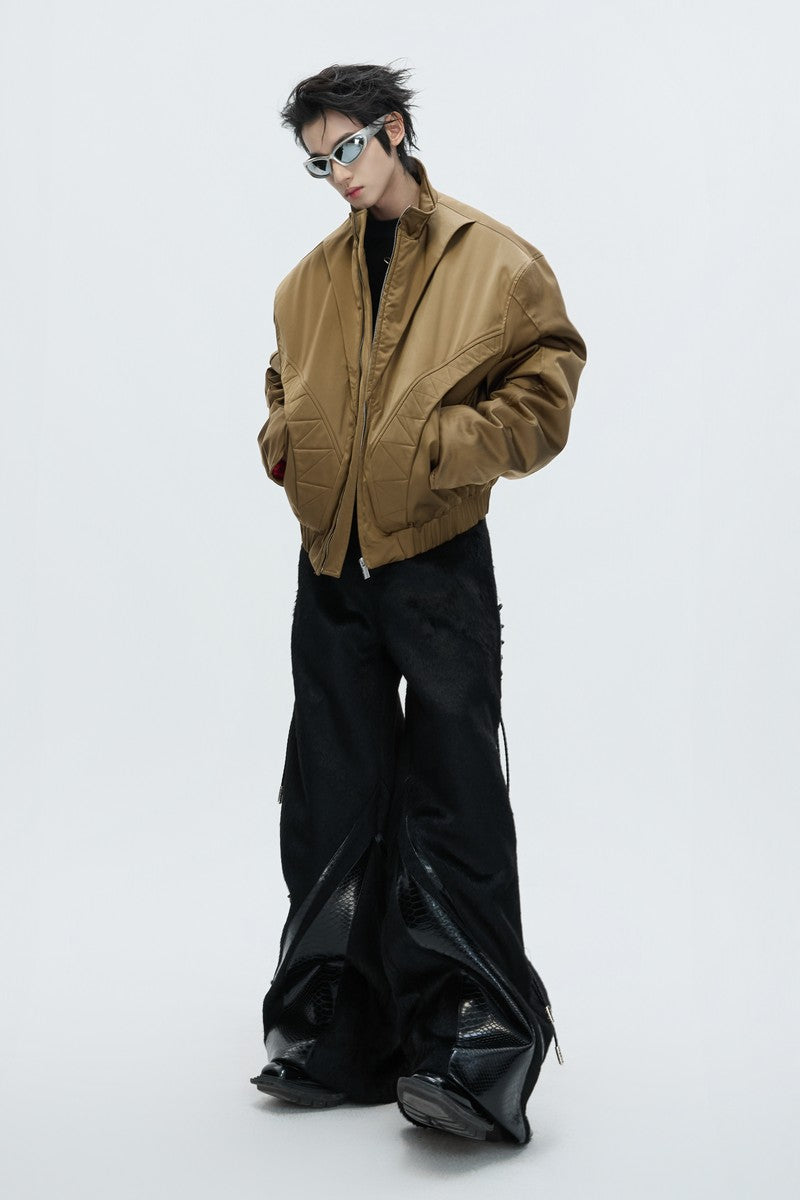 Deconstructed Wide Leg Wool Pants