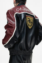 Embroidered Crest Biker Jacket