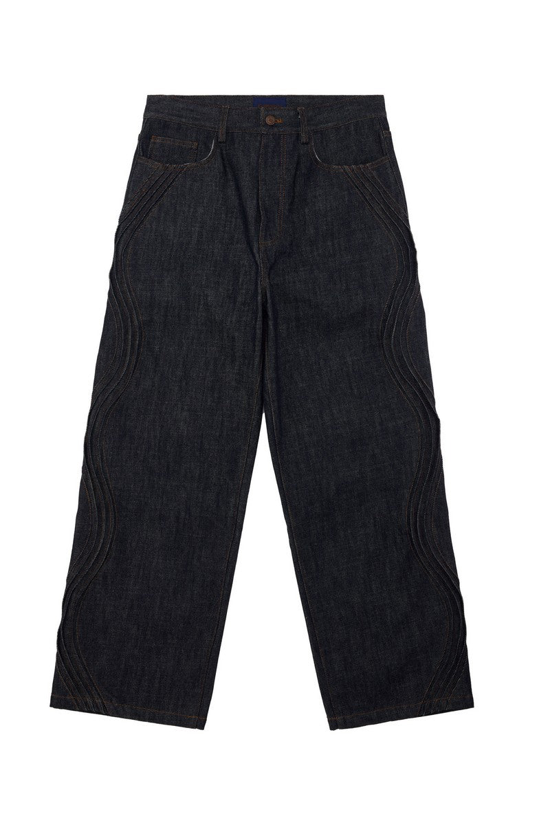 Twisted Seam Raw Denim Jeans