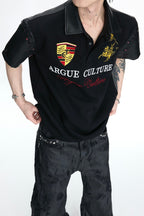 Leather Patch Studded Polo