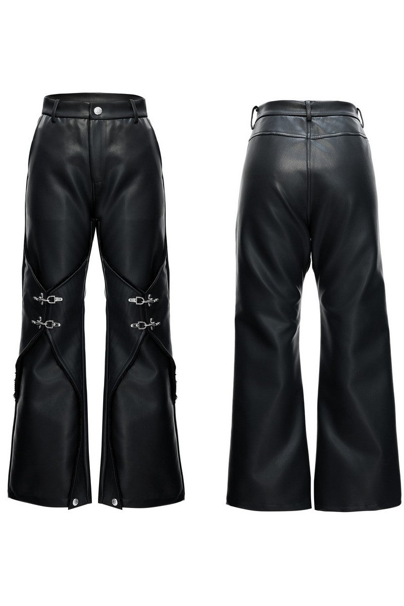 Waxed Clasp Leather Pants