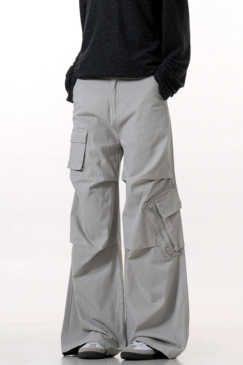 High-Street Zipper Black Cargo Pants