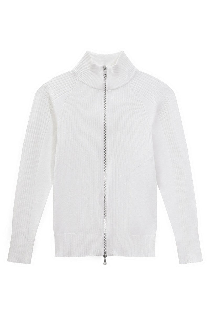 Fitted Ribbed Knit Zip Cardigan