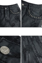 Waxed Black Studded Jeans