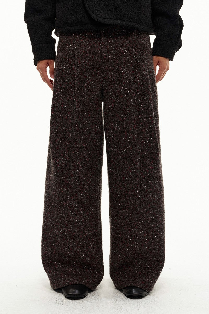 Double Pleated Tweed Trousers