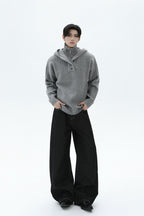 Heavyweight Layered Look Hooded Sweater