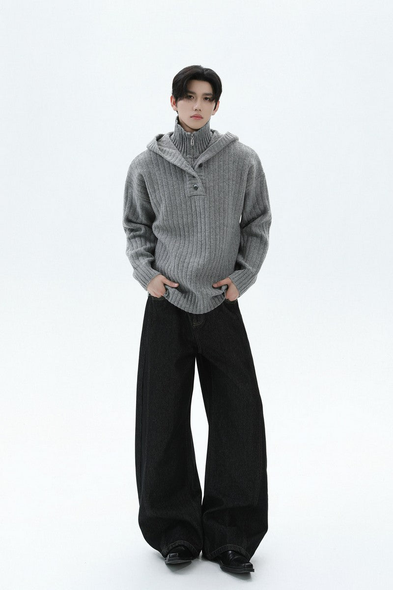 Heavyweight Layered Look Hooded Sweater