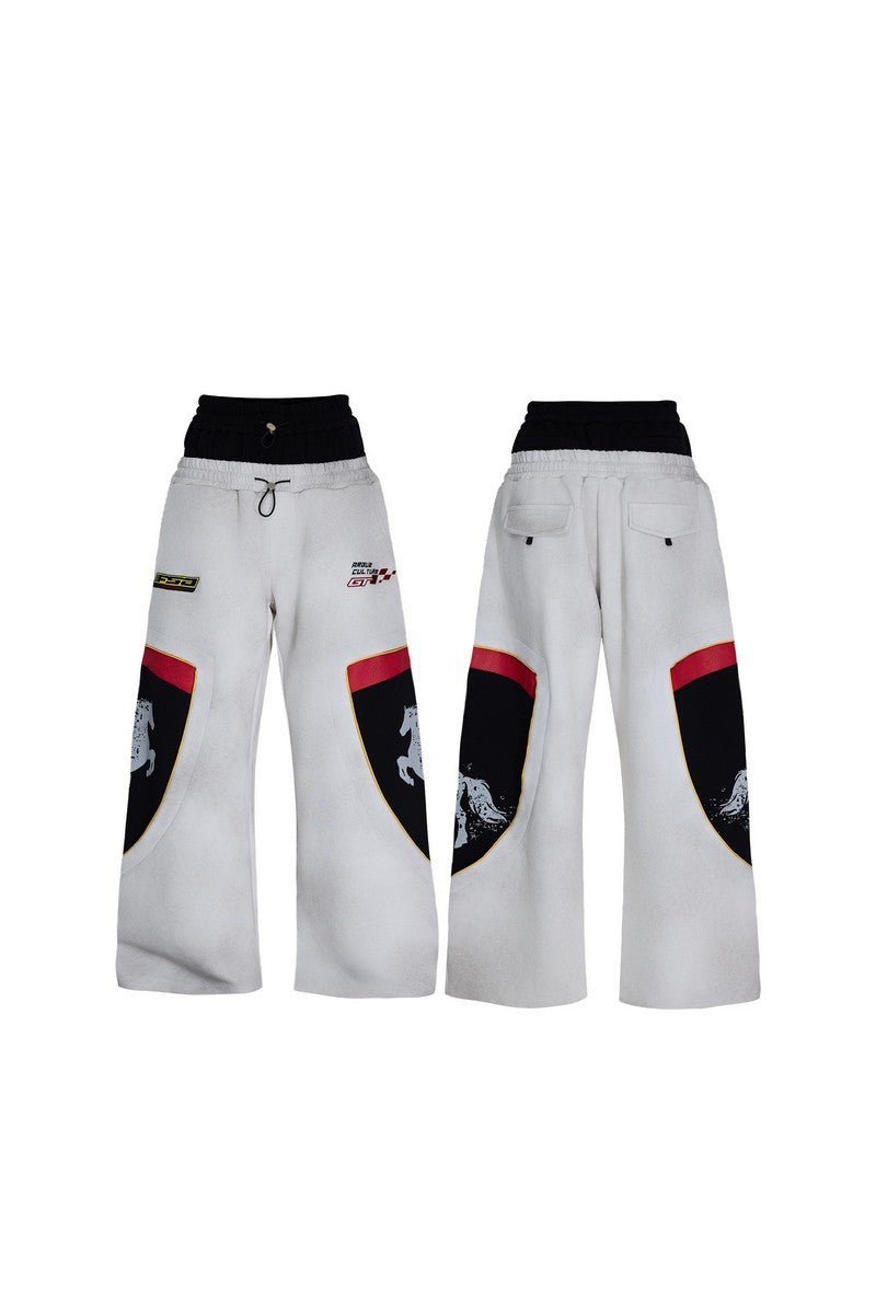 Washed Racing Baggy Sweatpants