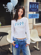 Slim Fit Blue Embroidered Tee