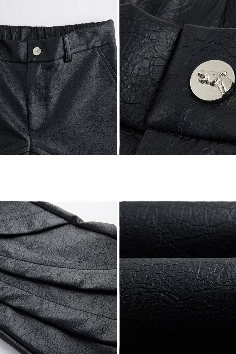Cracked Flared Leather Pants