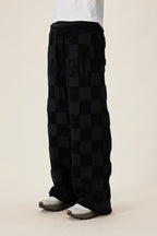 Chenille Logo Plaid Knit Sweatpants