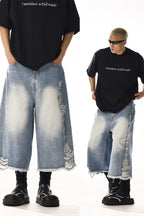 Distressed Raw Hem Jeans