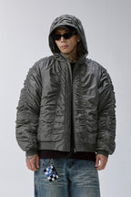 Wrinkled Bomber Puffer Jacket