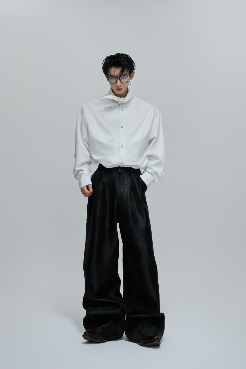 Ruched Scarf Collar Blouse