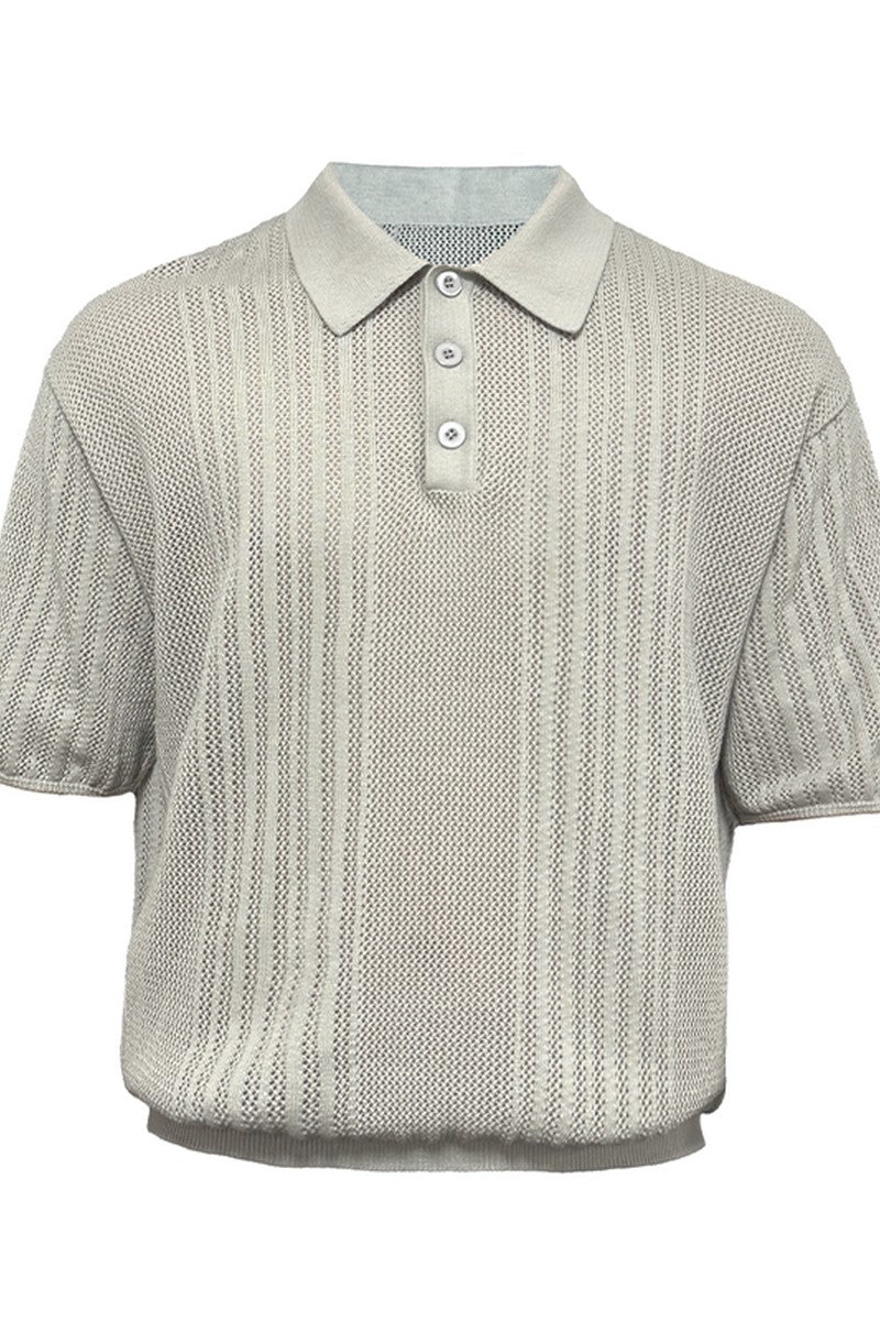 Open Knit Polo Tee