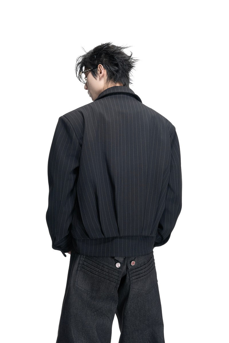 Layered Pleated Striped Jacket
