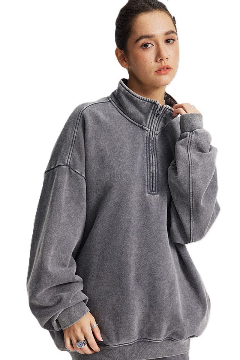 Washed Half Zip Sweater