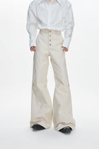 Pleated Flared Tailored Trousers