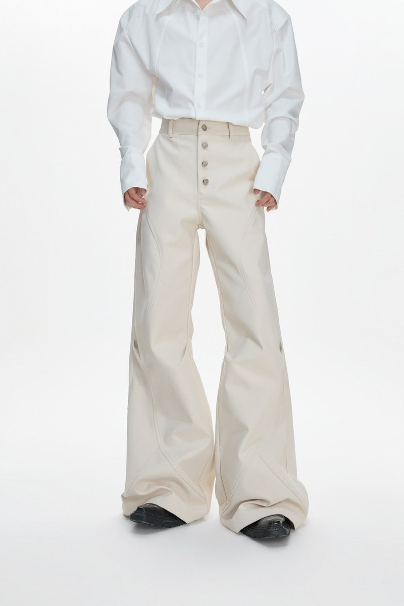 Pleated Flared Tailored Trousers