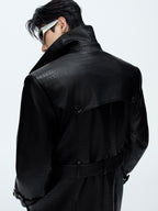 Deconstructed Croc Print Leather Trench
