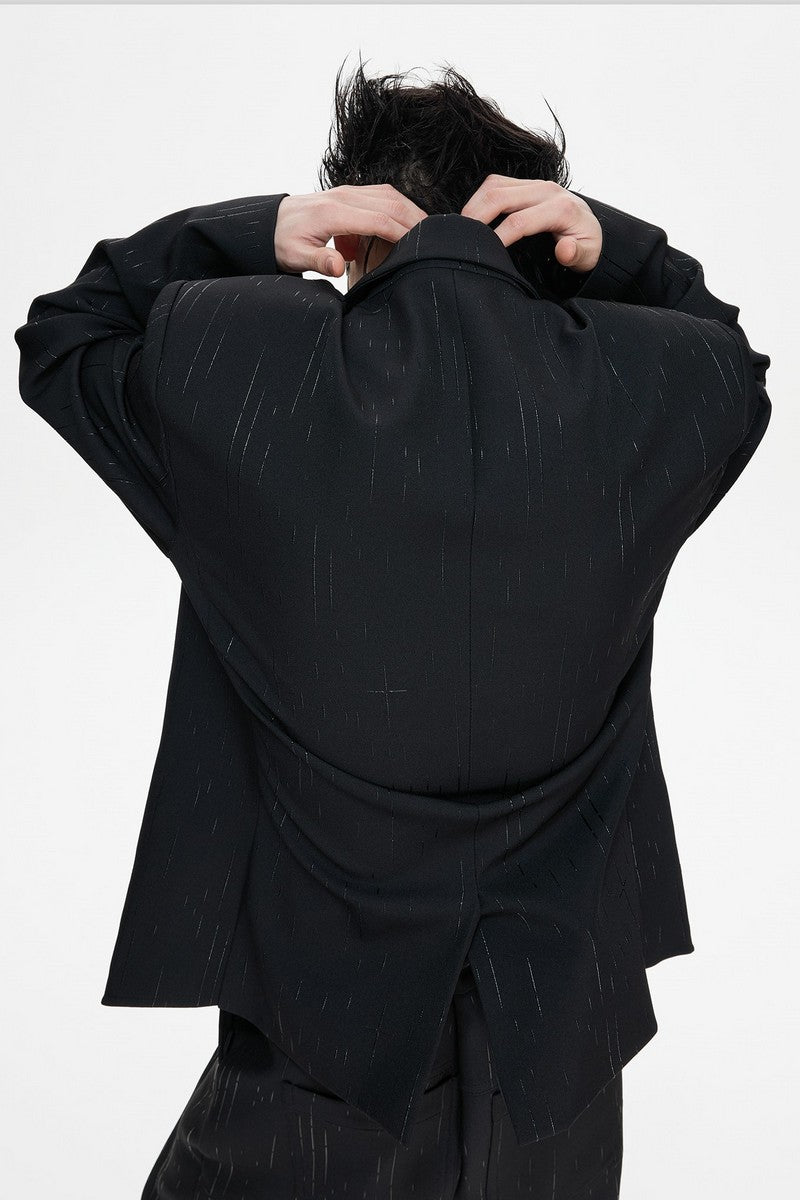 Pleated Double Breasted Suit Jacket