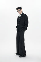 Pleated Double Breasted Suit Jacket