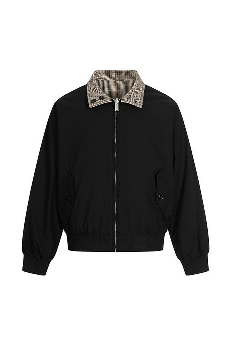 Reversible Houndstooth Collar Jacket