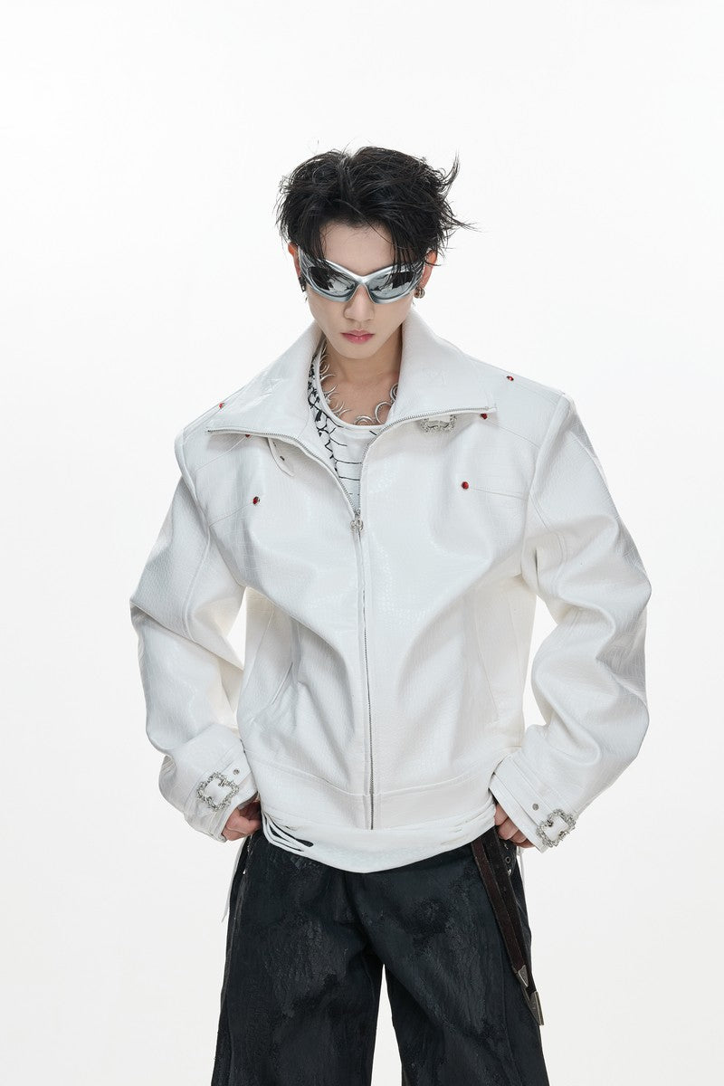 Croc Texture Bionic Leather Jacket