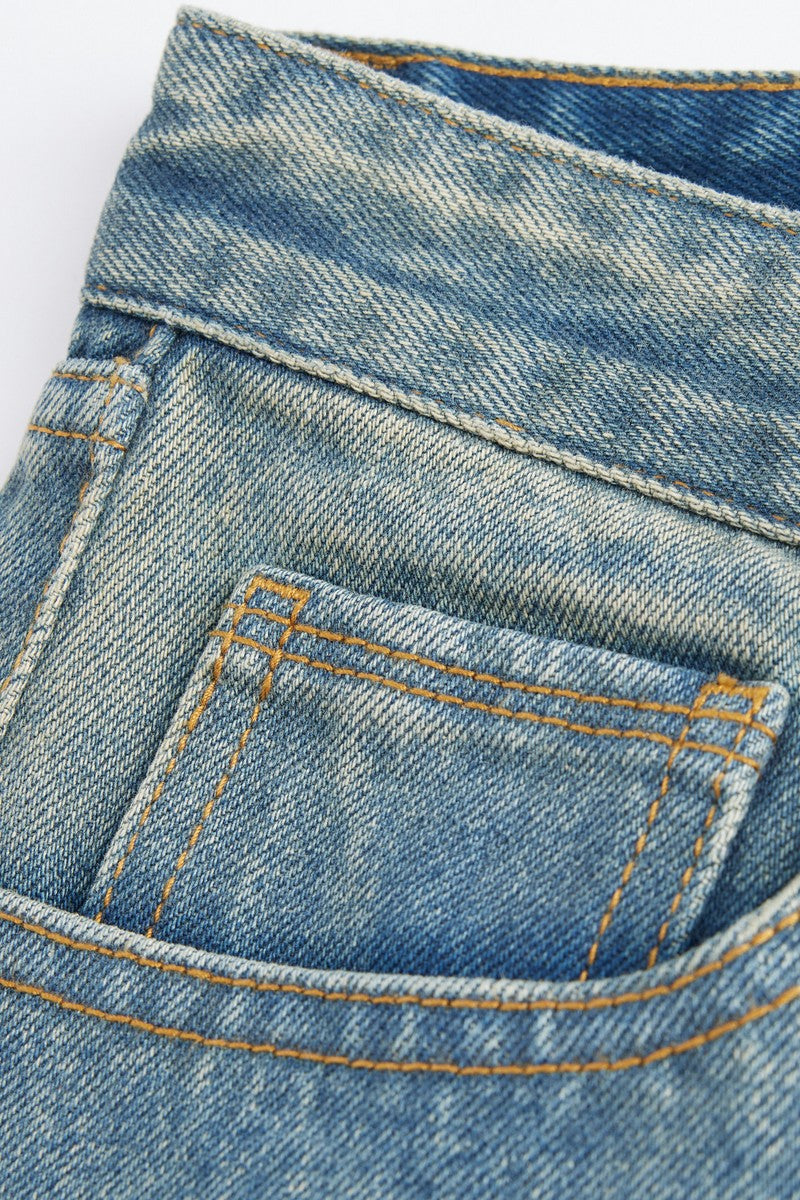 Distressed Patchwork Studded Jeans