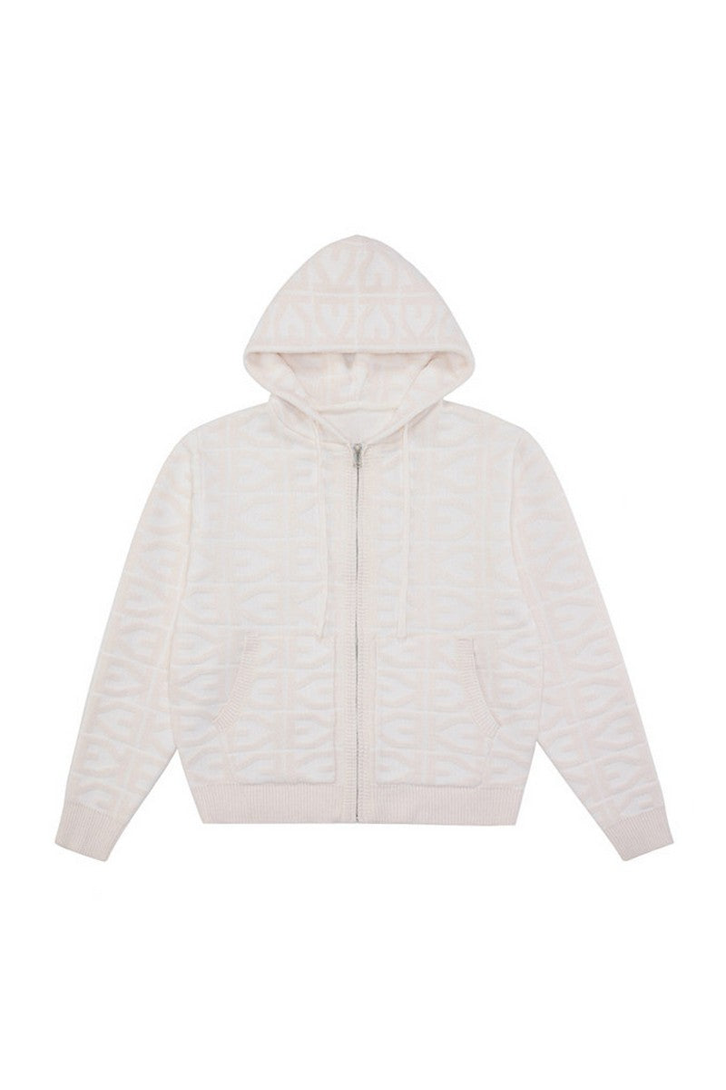 Allover Logo Knit Zip-Up