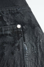 Waxed Black Studded Jeans