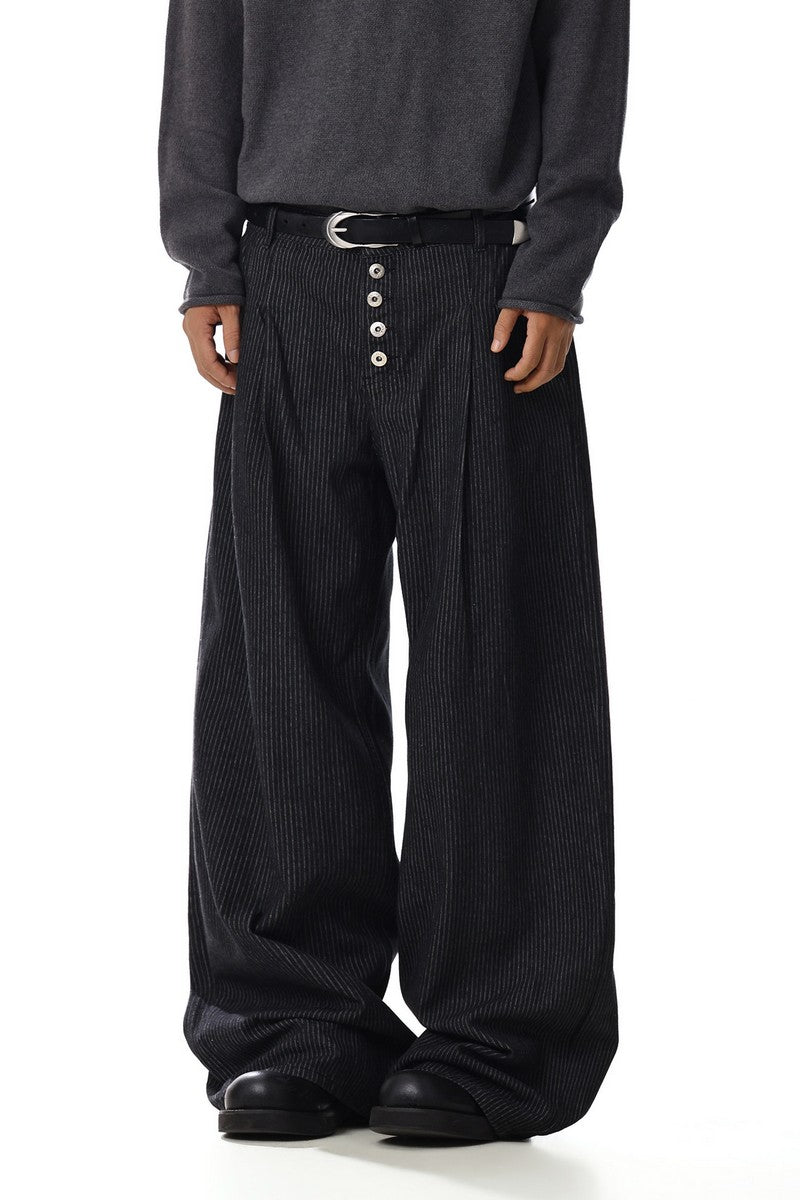 Striped Double Pleated Pants