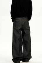 Raw Black Straight Jeans