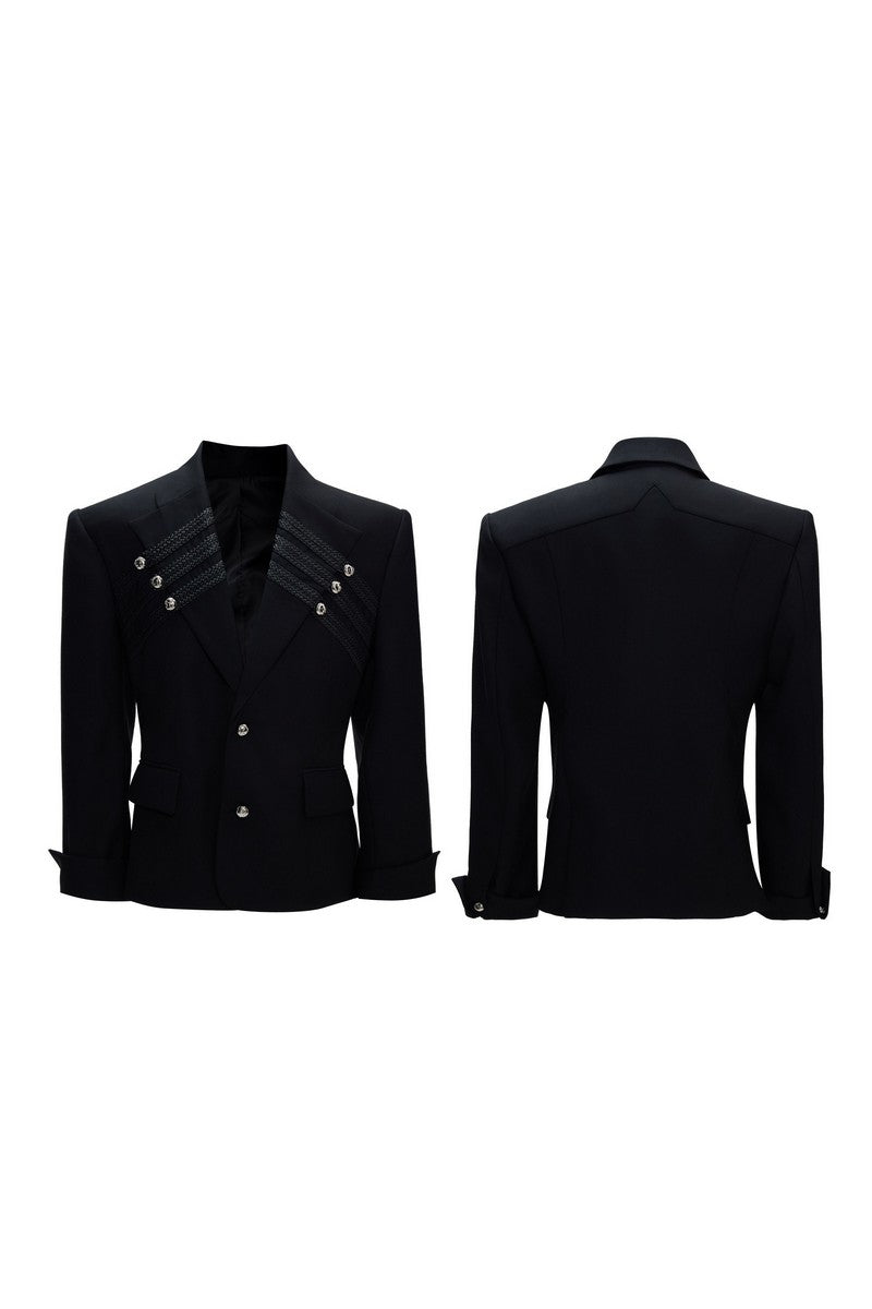 Braided Double Breasted Blazer