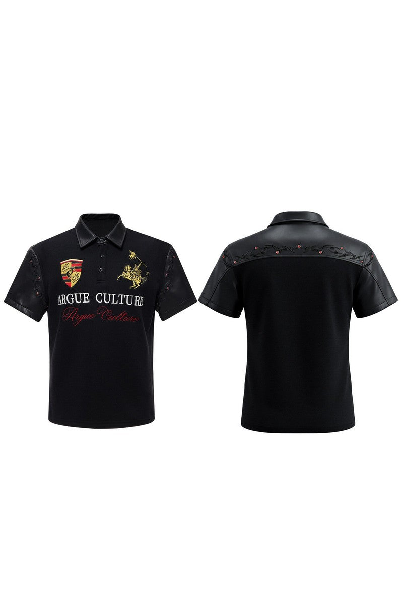 Leather Patch Studded Polo