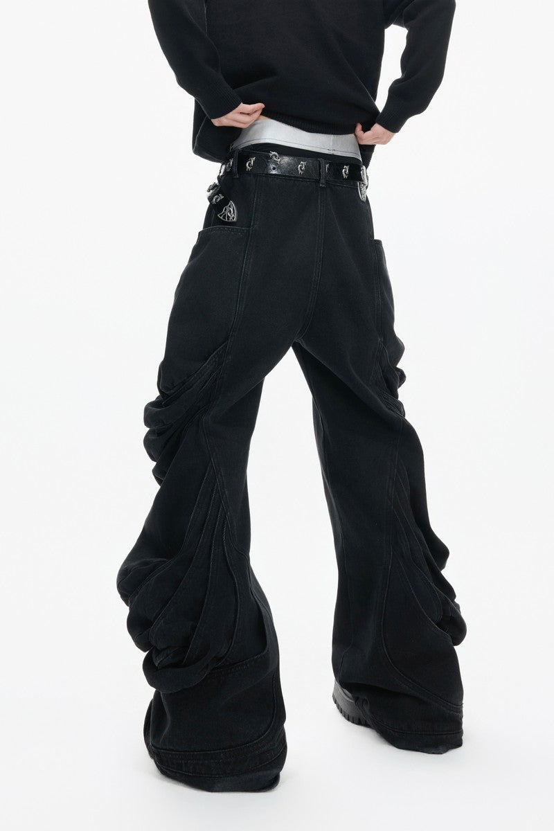 Deconstructed Washed Stacked Jeans