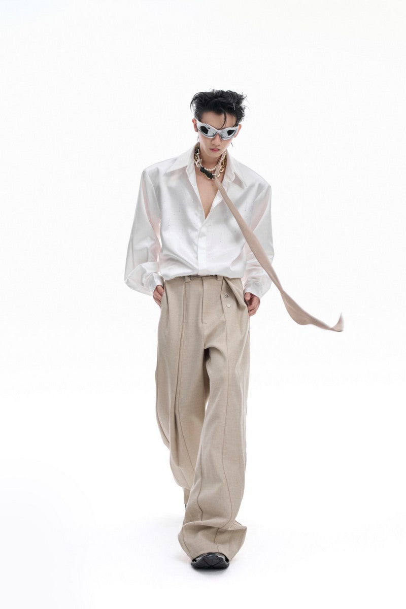 Pleated Straight Leg Trousers