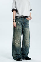 Patched Washed Vintage Jeans