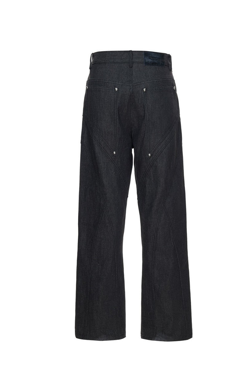 Embroidered Flared Raw Jeans