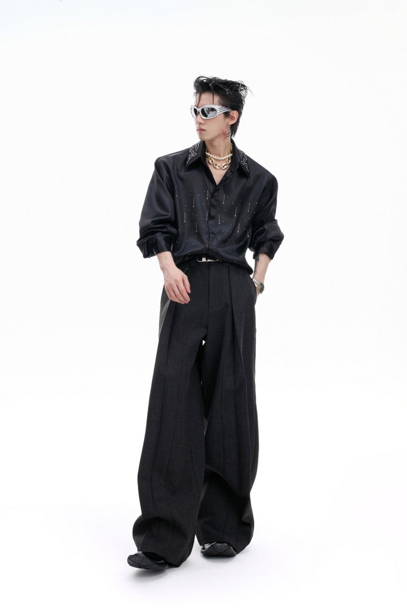 Pleated Straight Leg Trousers